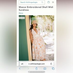 Maeve Embroidered Shell Midi Sundress - White and Orange